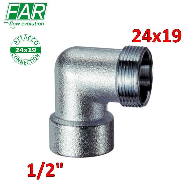 5310 - gomito cromo opaco femmina 1/2'' x maschio 24x19 - FAR