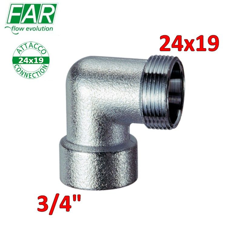 5310 - gomito cromo opaco femmina 3/4'' x maschio 24x19 - FAR