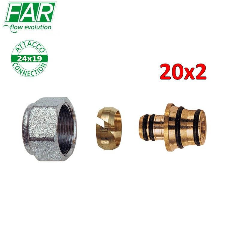 6055 - adattatore 24x19 per tubo multistrato Ø 20 x spessore 2 mm , di tenuta a compressione - FAR