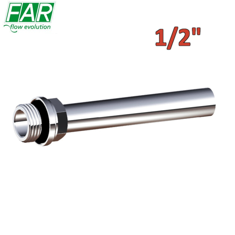 8875 - Tubo rame 1/2'' cromato completo di raccordo filettato 100 mm - FAR