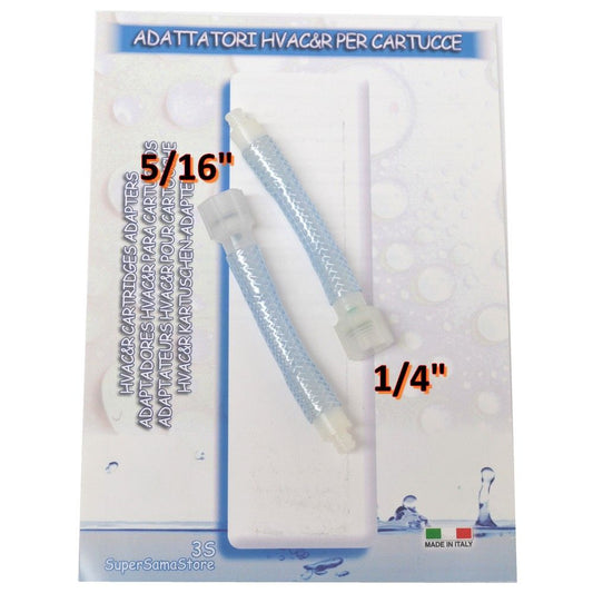 Adattatori a tubo in plastica 1/4 e 5/16 sae per sistemi Push & Fill e siringa