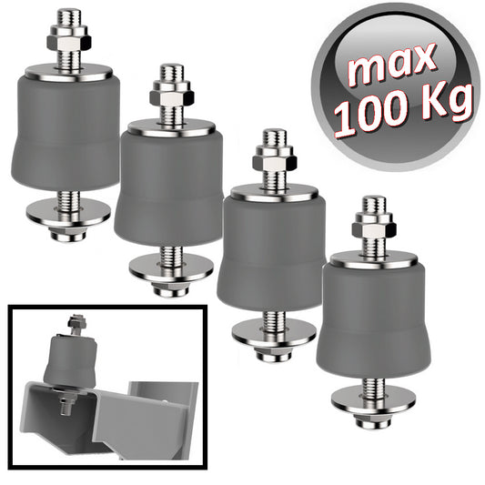 Megol anti-vibration bracket, maximum load 100 kg. Grey colour - 4 pieces
