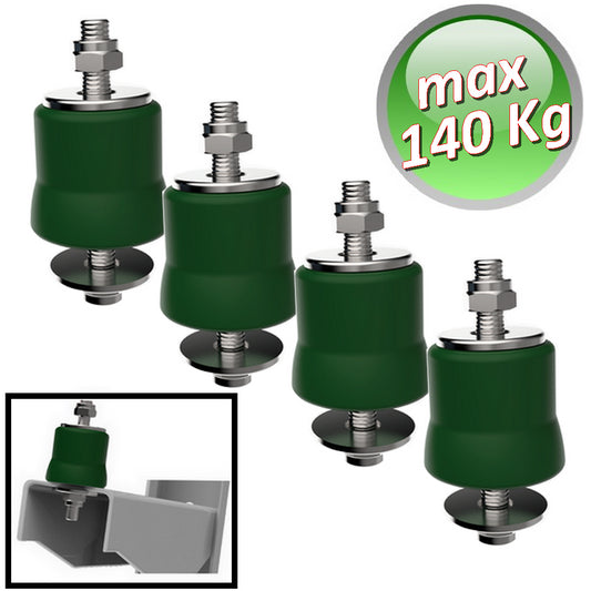 Megol anti-vibration bracket, maximum load 140 kg. Green colour - 4 pieces