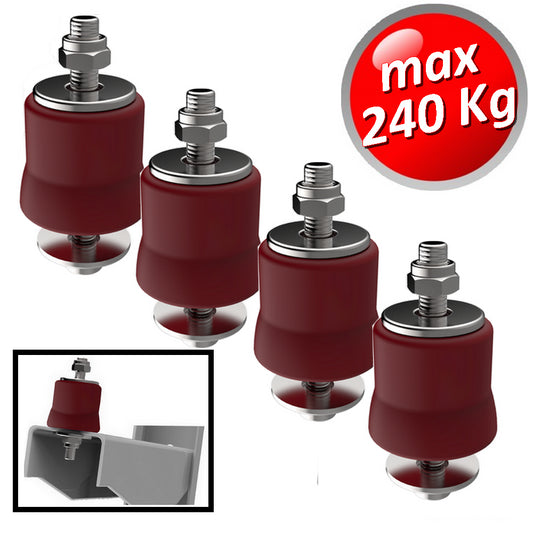 Megol anti-vibration bracket, maximum load 240 kg. Red color - 4 pieces