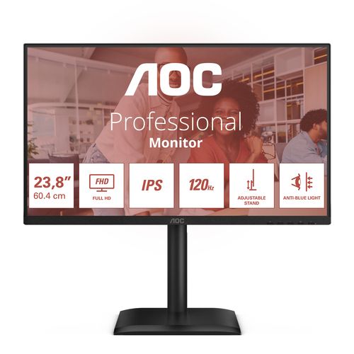 AOC MONITOR 23.8 LED IPS FHD 16:9 4MS 300 CDM 120hz, PIVOT, VGA/DP/HDMI, MULTIMEDIA