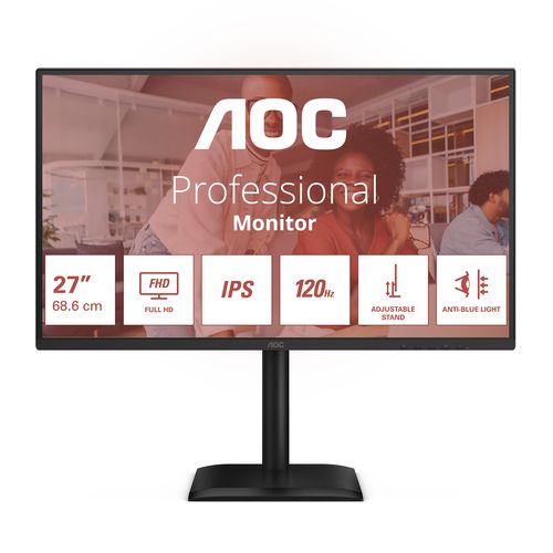AOC MONITOR 27 LED IPS FHD 16:9 4MS 300 CDM 120hz, PIVOT, VGA/DP/HDMI, MULTIMEDIA