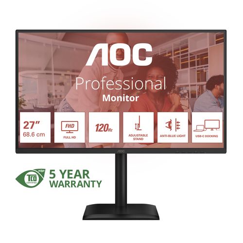 AOC MONITOR 27 LED IPS FHD 16:9 4MS 300 CDM 120hz, HEIGHT REG, DP/HDMI