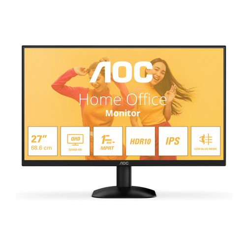 AOC MONITOR 27 LED IPS QHD 16:9 1MS 300 CDM, HEIGHT REG, DP/HDMI