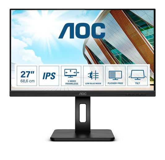 AOC MONITOR 27 LED IPS QHD 16:9 4MS 300 CDM, PIVOT, VGA/DP/HDMI, MULTIMEDIA