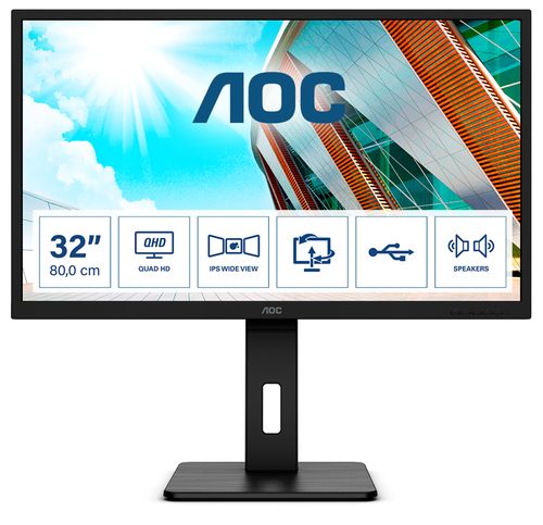 AOC MONITOR 31.5 LED IPS 16:9 2K QHD 250 CDM, USB-C, DP/HDMI, PIVOT, MULTIMEDIA