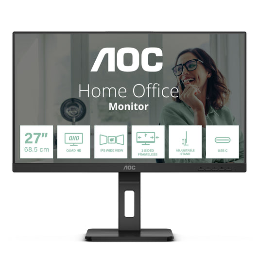 AOC Q27P3CV PC Monitor 68.6 cm (27") 2560 x 1440 pixels Quad HD LED Black