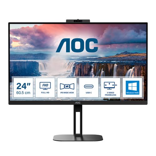 AOC V5 24V5CW/BK PC Monitor 60.5 cm (23.8") 1920 x 1080 pixels Full HD LED Black