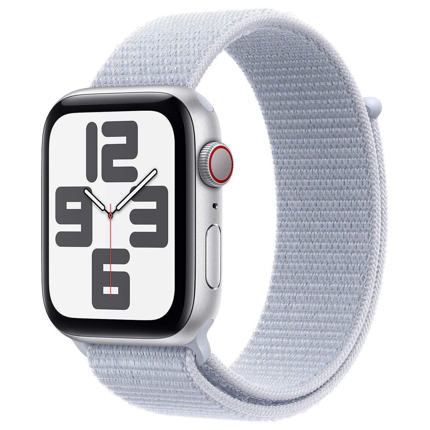Apple Watch SE GPS + Cellular 44mm Silver Aluminum Case with Cloud Blue Sport Loop