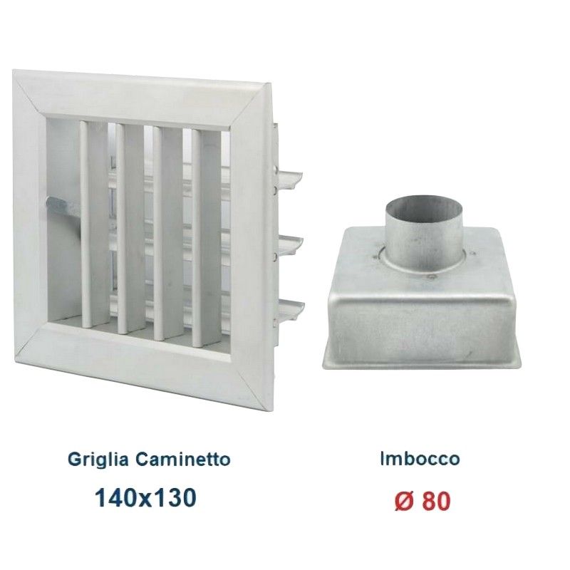 14x13cm Aluminum Air Vent with 80mm Adapter - Adjustable Fireplace Grill