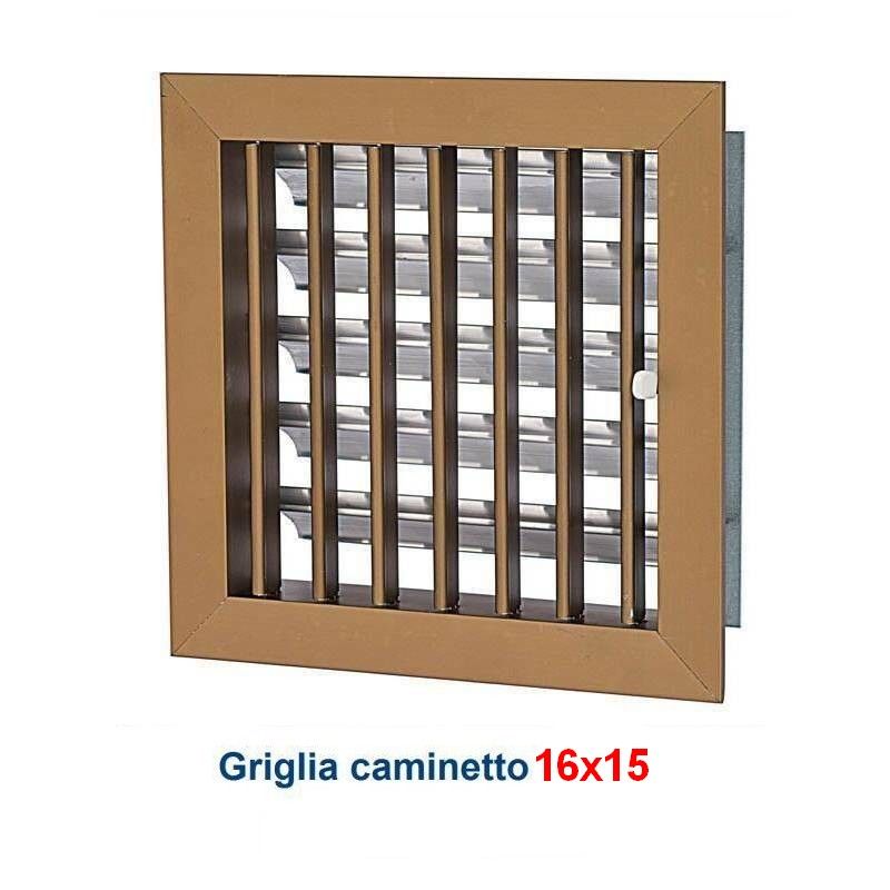 Air Vent 16x15 cm BRONZE - Adjustable Fireplace Grill with Shutter
