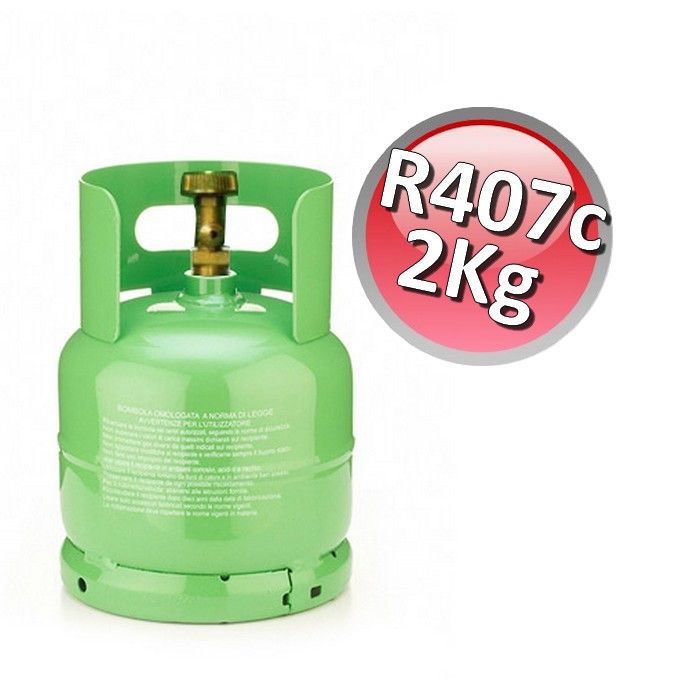 R407C gas cylinder with refillable tap - 2 kg net - air conditioning refrigerant