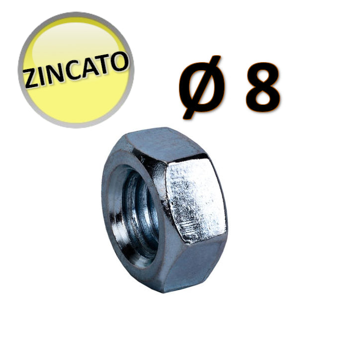 BAG OF 10 - M8 Zinc-Plated Hex Nut - OTER