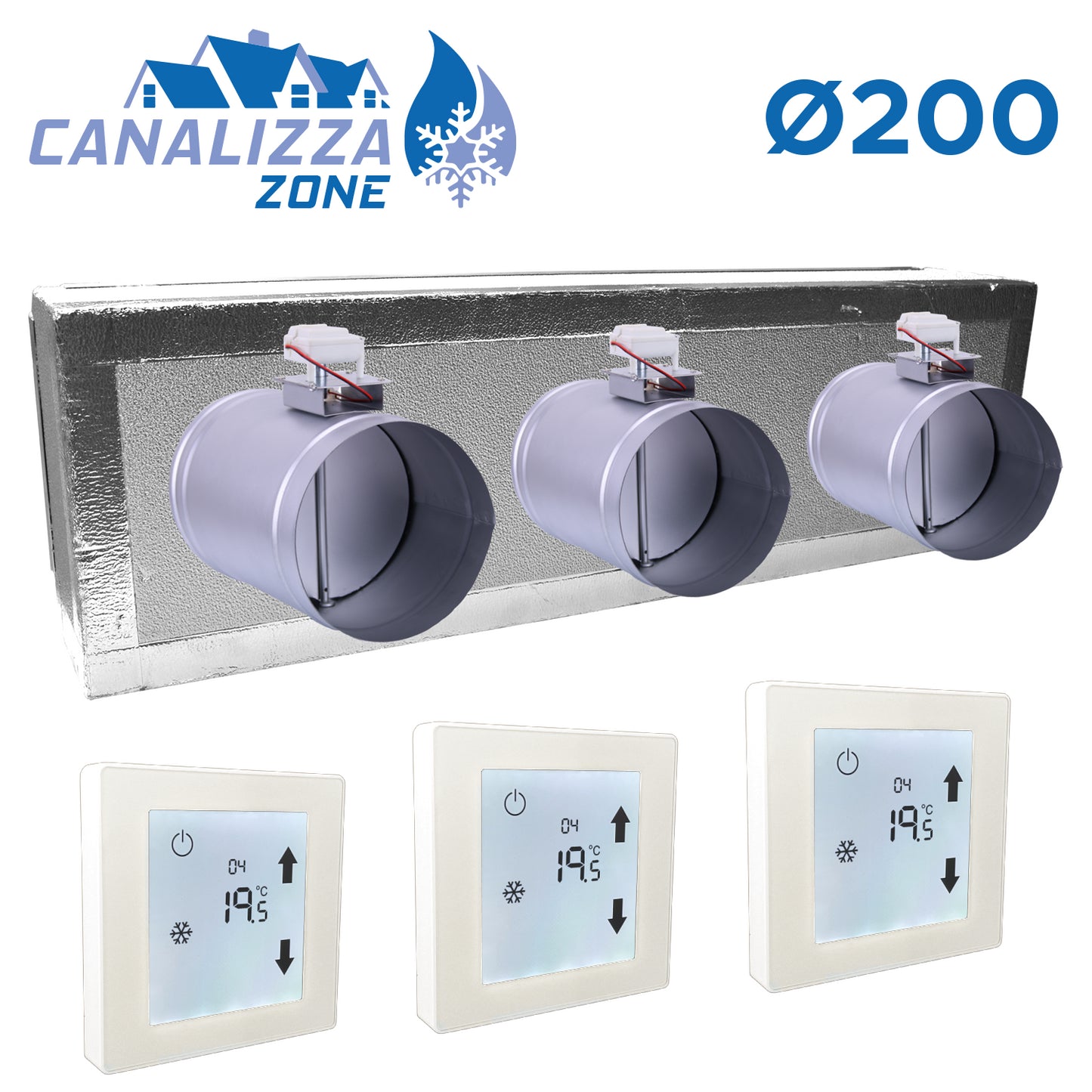 CANALIZZA.ZONE 2.0 - Motorized plenum for 3-zone air distribution - Ø 200 mm - C-TOTAL excluded