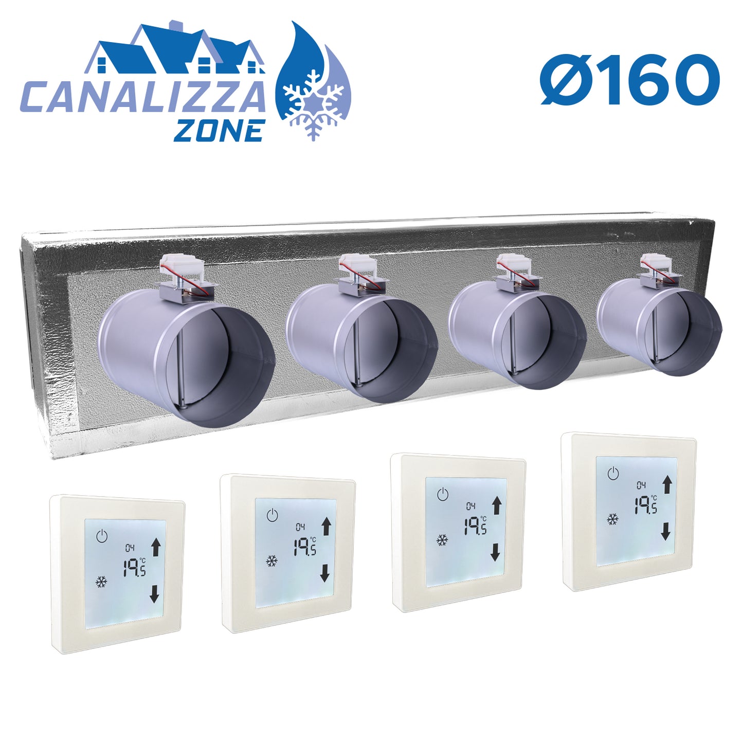 CANALIZZA.ZONE 2.0 - Motorized plenum for 4-zone air distribution - Ø 160 mm - C-TOTAL excluded