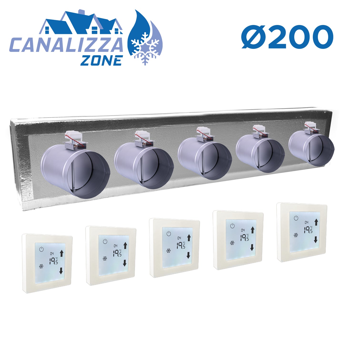 CANALIZZA.ZONE 2.0 - Motorized plenum for 5-zone air distribution - Ø 200 mm - C-TOTAL excluded