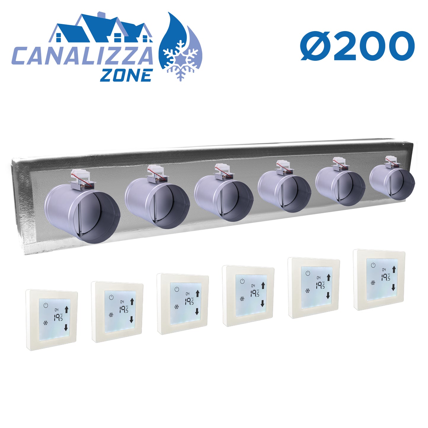 CANALIZZA.ZONE 2.0 - Motorized plenum for 6-zone air distribution - Ø 200 mm - C-TOTAL excluded