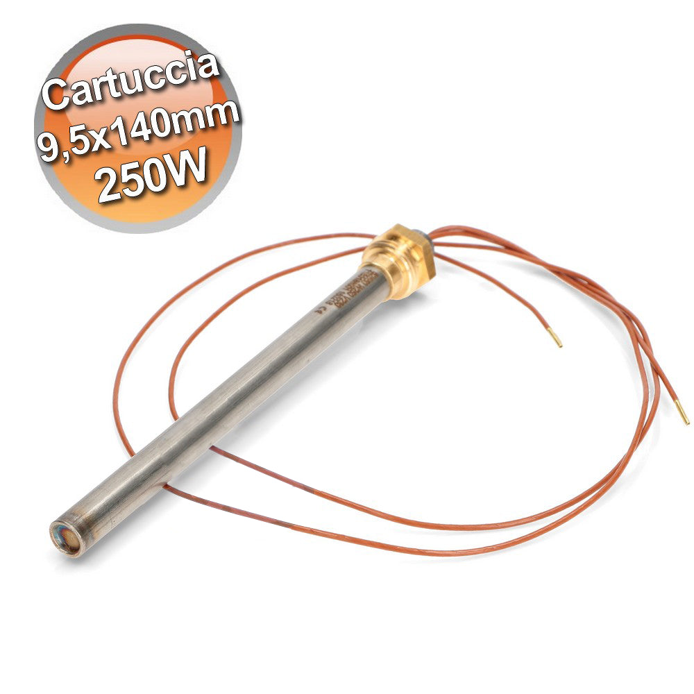 Pellet stove ignition plug, 9.5x140mm, 250W resistance
