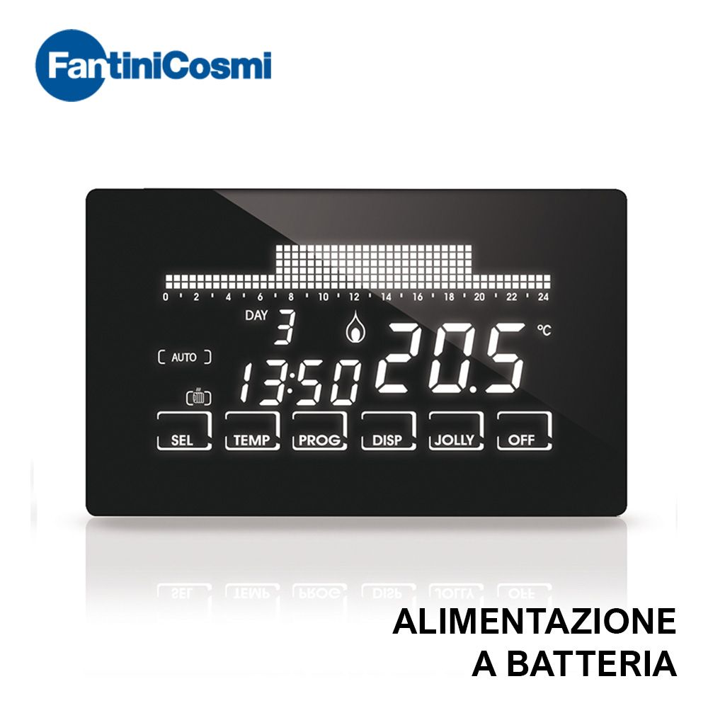 CH191 Cronotermostato ultrapiatto touch-screen con programmazione settimanale a batteria Fantini Cosmi