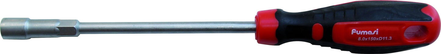 Hexagonal socket wrench Ø 10 mm and made of chrome vanadium steel with sandblasted chrome finish and bimate handle