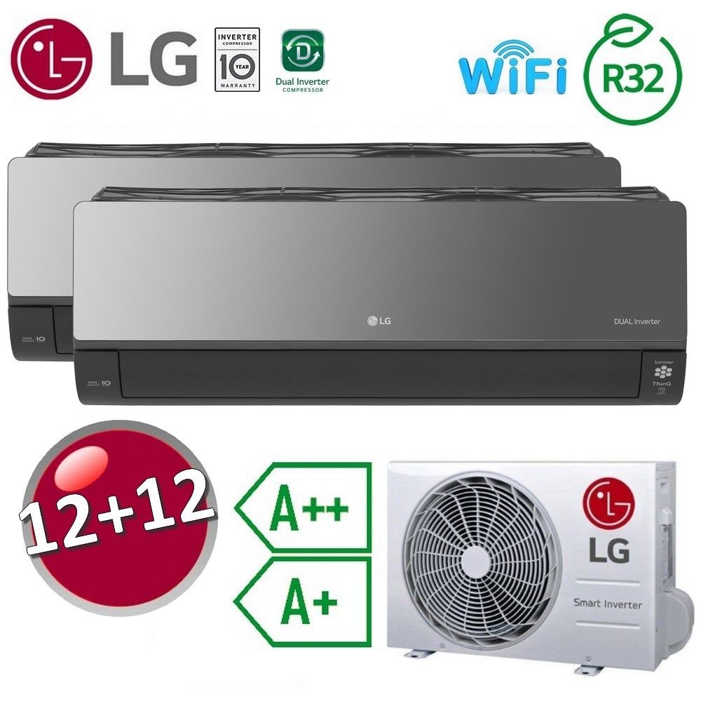 LG ArtCool Mirror UVnano WiFi ThinQ A++ / A+ dual split air conditioner 12000+12000