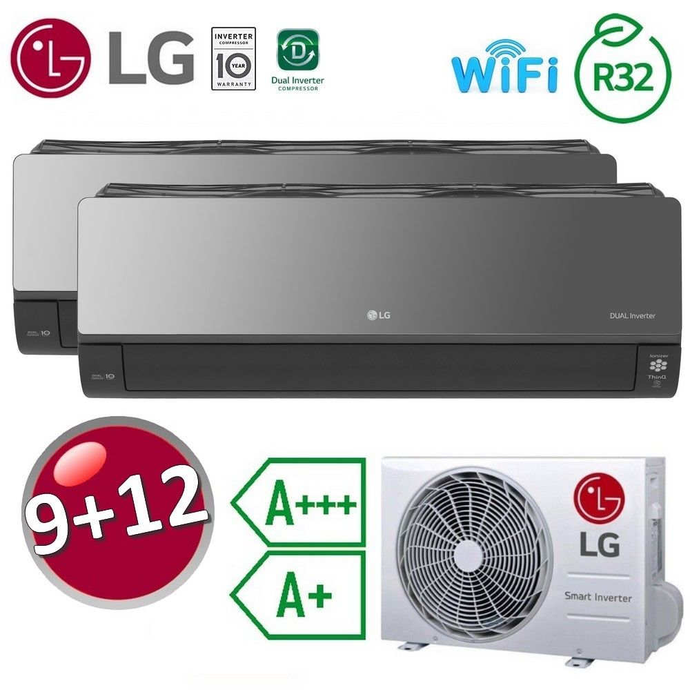 LG ArtCool Mirror UVnano WiFi ThinQ A+++ / A+ dual split air conditioner 9000+12000