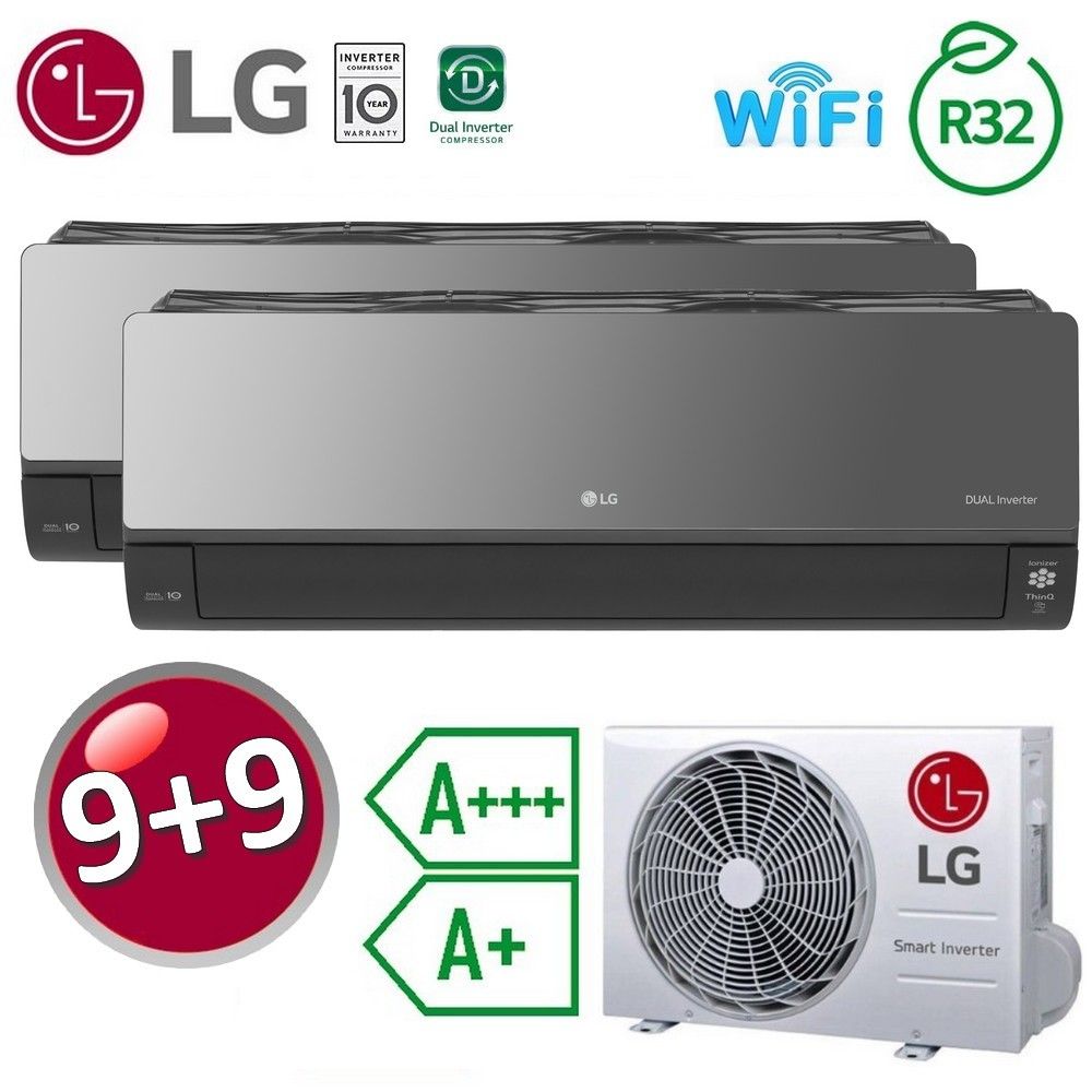 LG ArtCool Mirror UVnano WiFi ThinQ A+++ / A+ dual split air conditioner 9000+9000