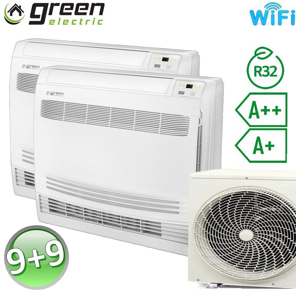 Dual 9000+9000 Btu console floor air conditioner R32 A++/A+ Green Electric EVO (UE 4.1) with WiFi