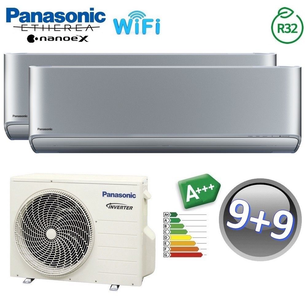 Dual split air conditioner ETHEREA SILVER SILVER Panasonic 9000+9000 btu A+++ WIFI NanoeX