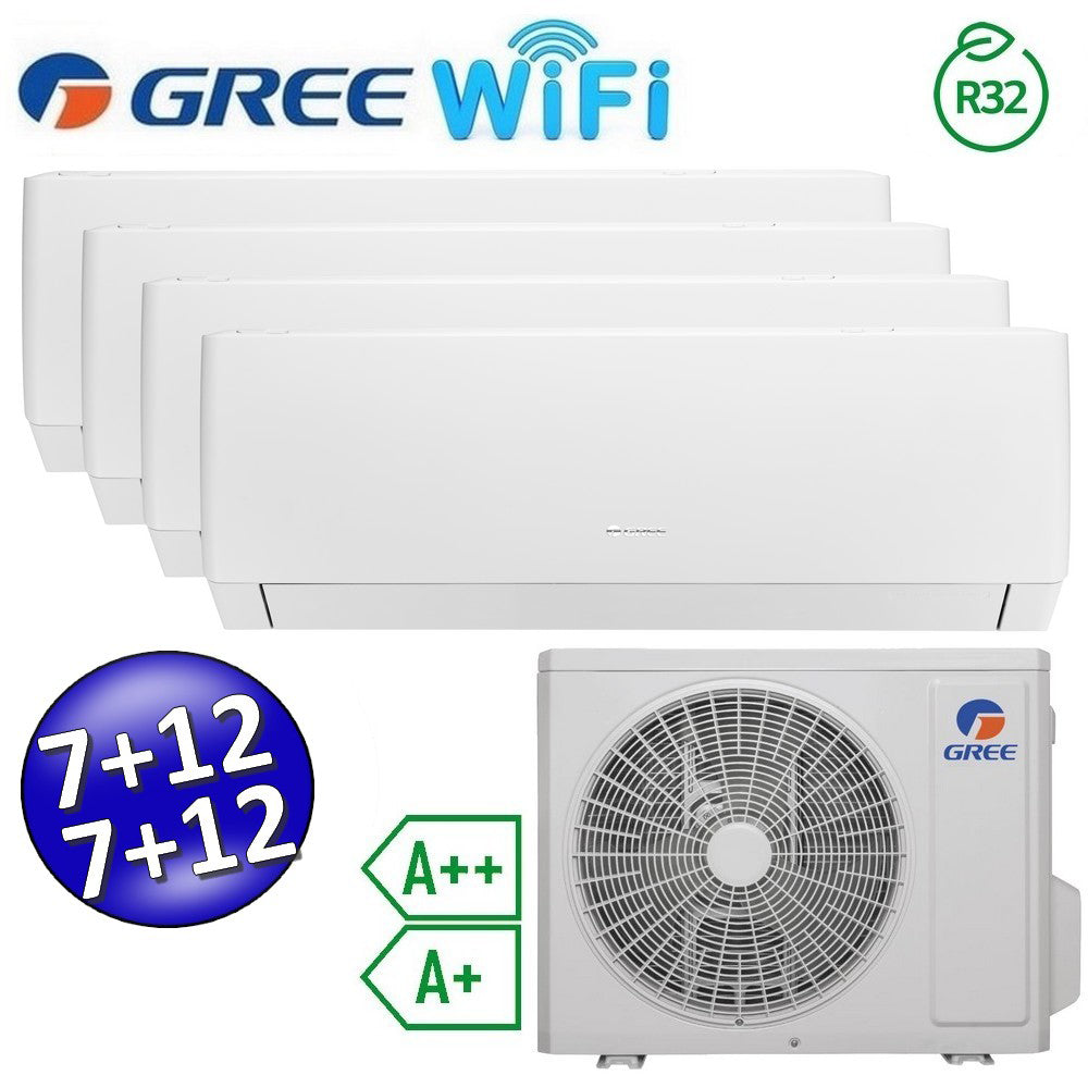 Climatizzatore inverter PULAR quadri split Wi-Fi 7+7+12+12 Btu GREE R32 classe A++/A+