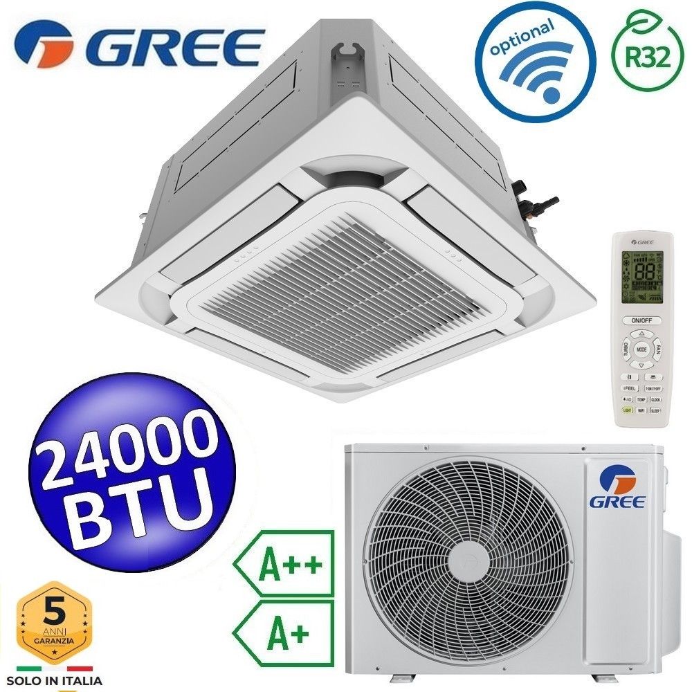 Climatizzatore mono a cassetta 8 vie Gree 24000 Btu R32 - telecomando e pannello inclusi - U-MATCH 6