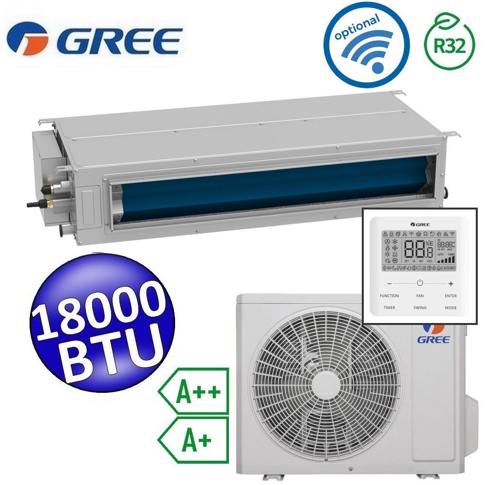 Climatizzatore mono canalizzato Gree R32 18000 Btu A++ A+ comando incluso U-MATCH 6