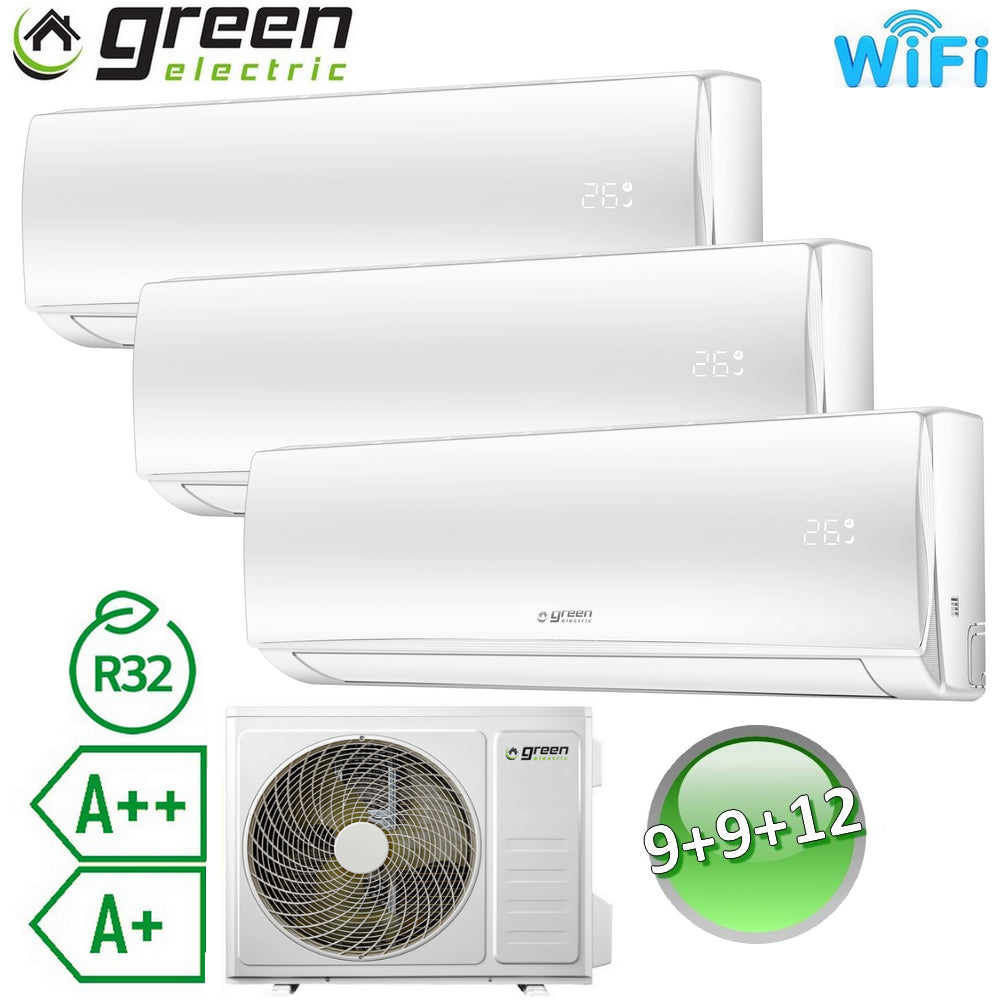 Green Electric EVO 9000+9000+12000 BTU R32 A++/A+ split air conditioner - integrated WiFi