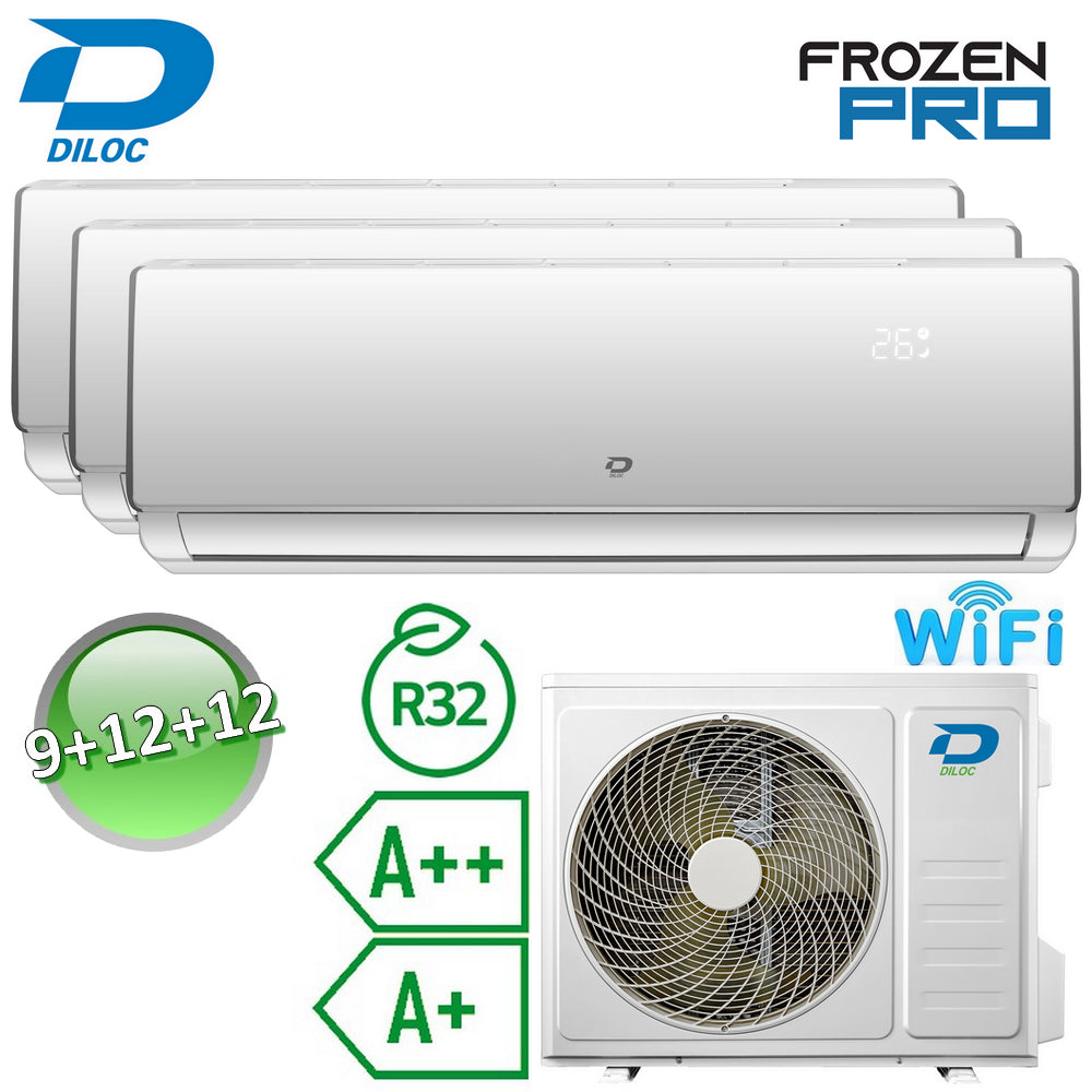 Climatizzatore trial split 9+12+12 Btu R32 A++/A+ Diloc Frozen PRO - WiFi integrato