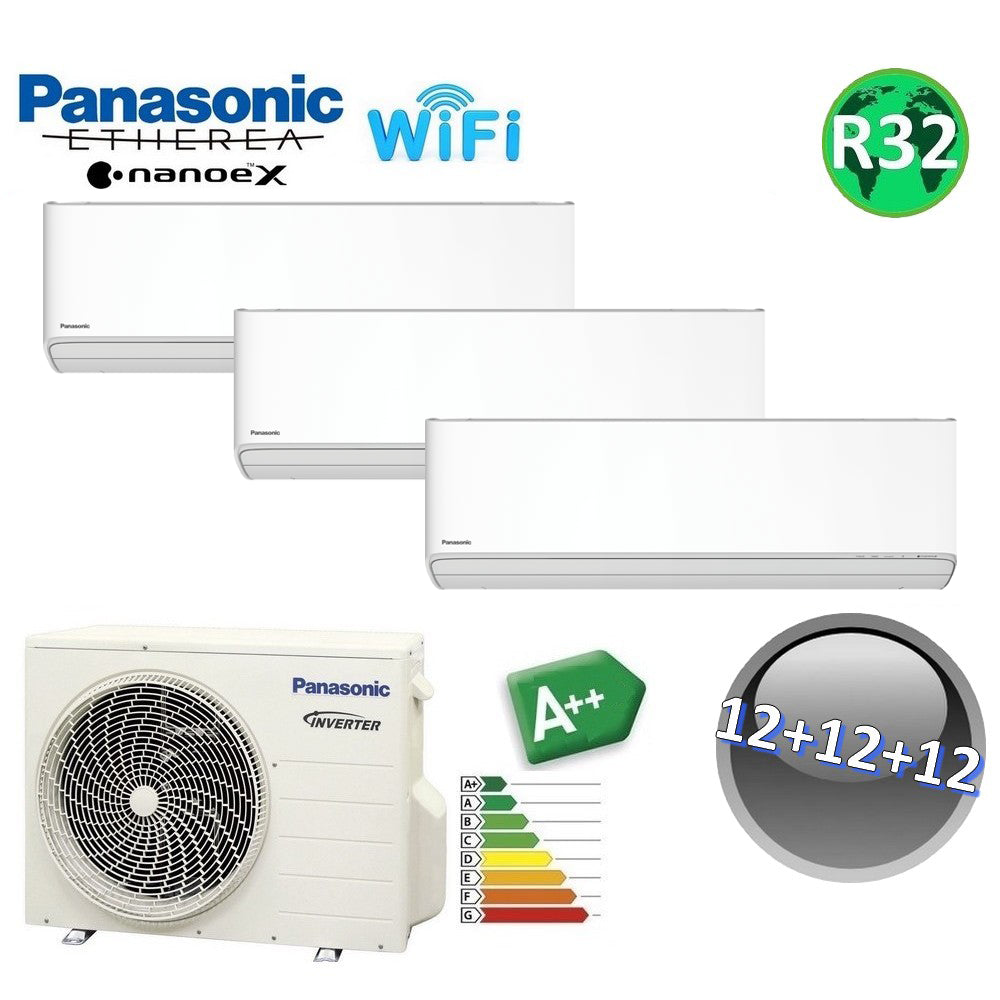 ETHEREA R32 Panasonic ZKE series trial split air conditioner - 12000+12000+12000 btu A++ WIFI NanoeX