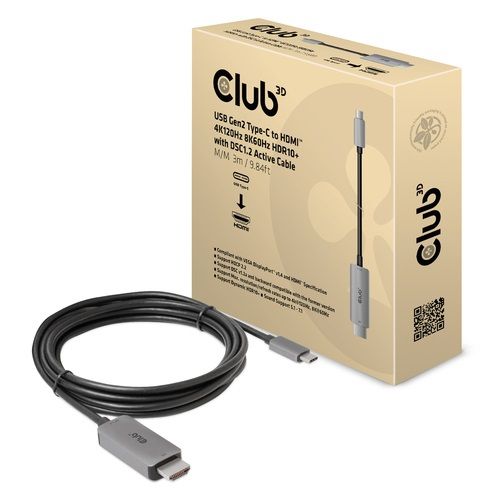 CLUB3D CAC-1587 USB Gen2 Type-C HDMI Type-A Cable Gender Reversal Adapter (Standard) Black