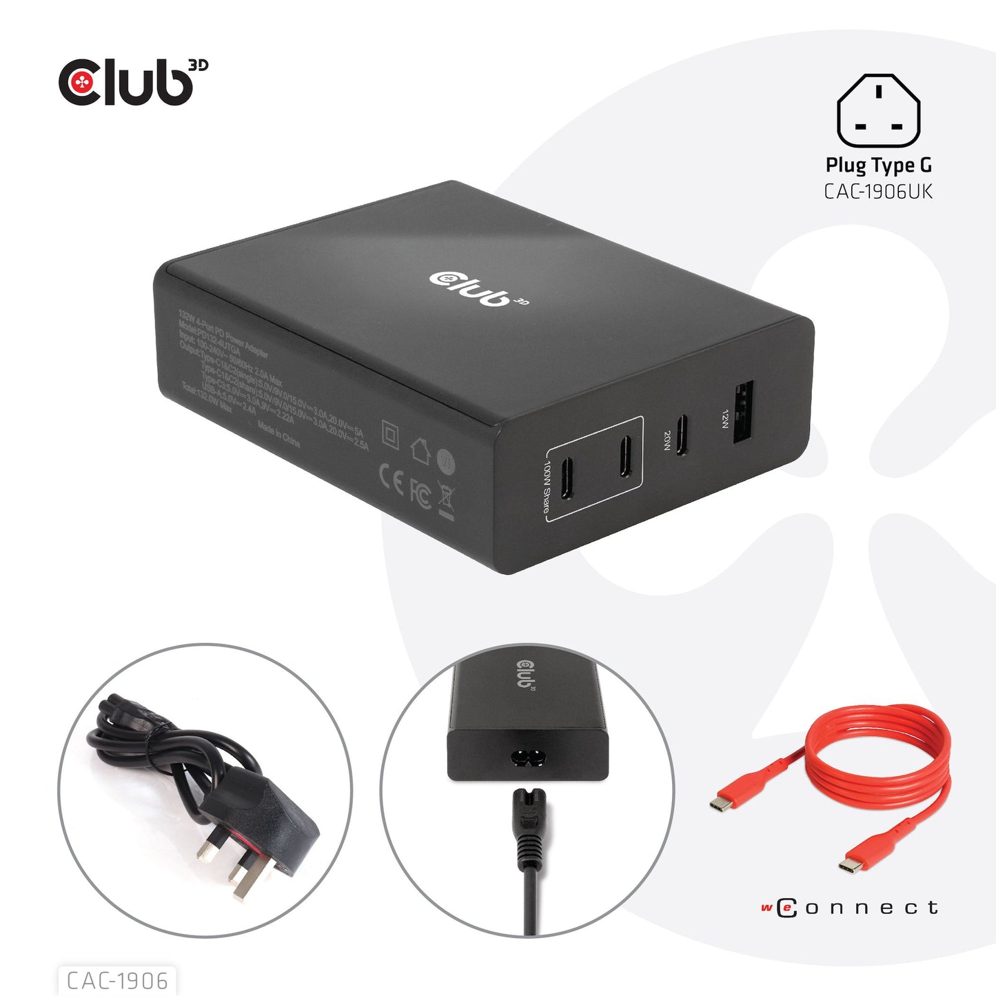 CLUB3D CAC-1906 Universal Mobile Device Charger Black DC Internal