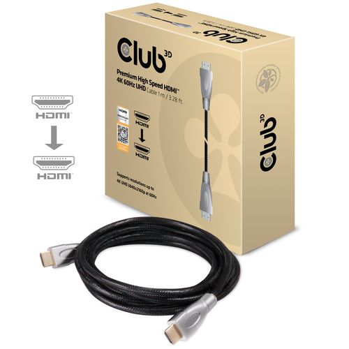CLUB3D HDMI 2.0 MALE TO HDMI 2.0 MALE HIGH SPEED 4K UHD 1M CABLE