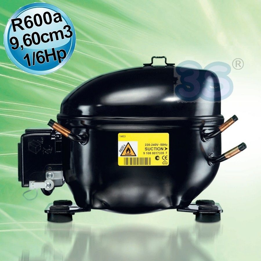 Gas compressor R600a LBP 1/6 Hp 9.60 cm3 Secop ACC Cubigel Elecrotolux HMK95AA