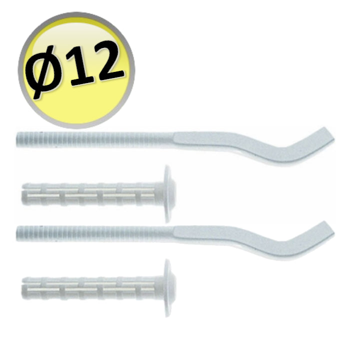 PAIR OF WHITE SHELVES WITH ALUMINUM RADIATOR PLUG - D.85 L.220 / HOLE Ø 12 MM