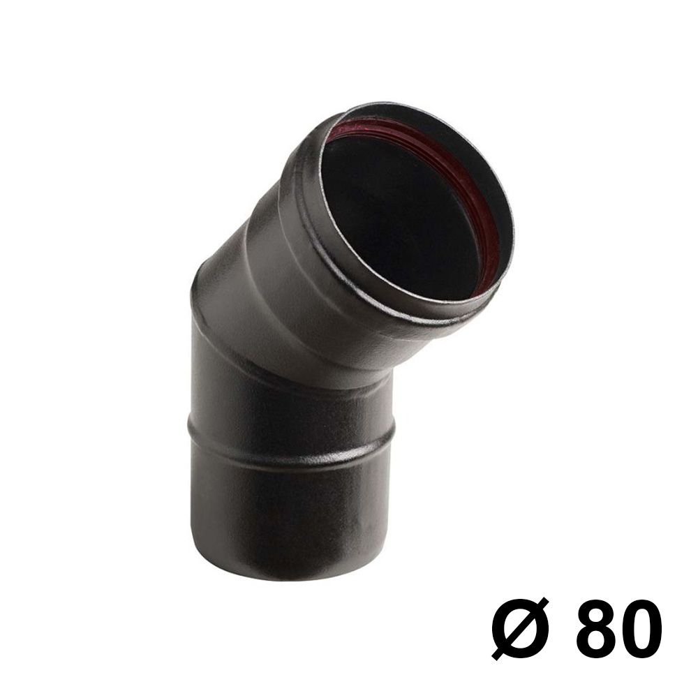 45° bend with black inserts for pellet stoves - Diameter 80