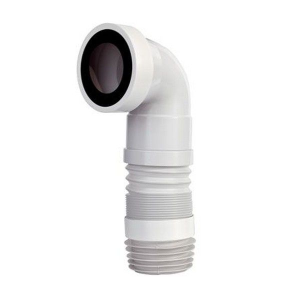 Flexible technical curve extendable from 27 to 45 cm for floor toilet drain