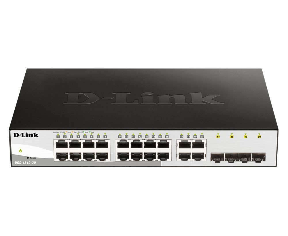 D-Link DGS-1210-20 switch di rete Gestito L2 Gigabit Ethernet (10/100/1000) 1U Nero