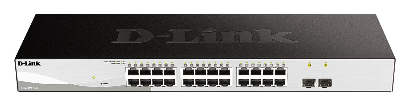 D-Link DGS-1210-26 L2 Gigabit Ethernet (10/100/1000) 1U Managed Network Switch Black, Gray