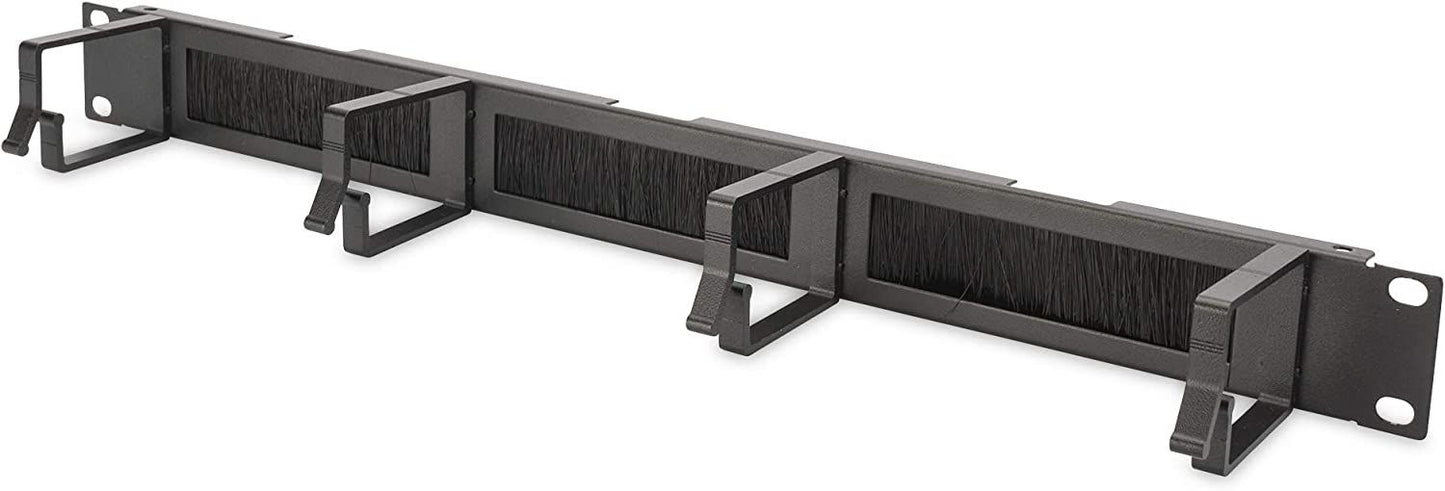 DIGITUS LISTELLO GUIDACAVI FORATO CON SPAZZOLA DI PROTEZIONE PER ARMADI 19" (1 UNITA) NERO CON 4 GA