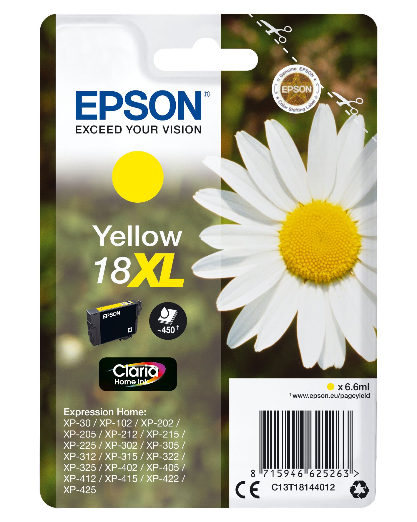 Epson Daisy Cartridge Yellow Claria Home Ink 18XL